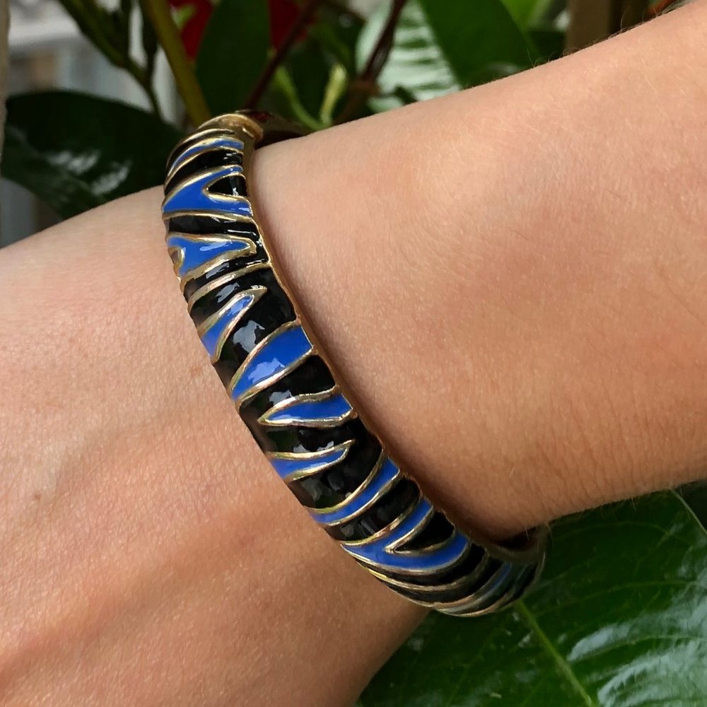 KJL original Blue Gold Black Tiger Print Bangle